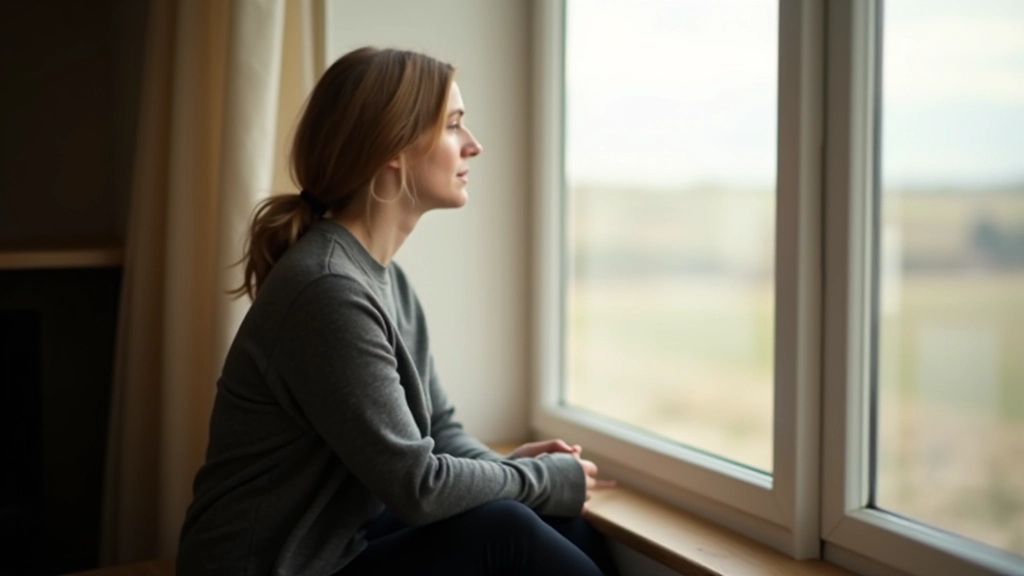 Person sidder ved vindue og reflekterer i stille miljø